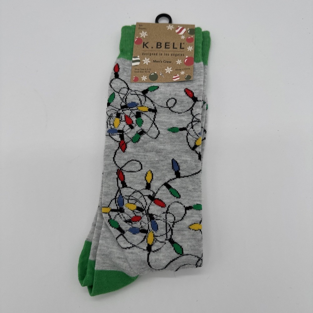 NEW Men's Christmas Lights Crew Socks Shoes Size‎ 6.5-12